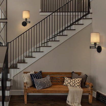 CADUKE Plug in Wall Sconce Set of 2, Swing Arm Wall Lamps