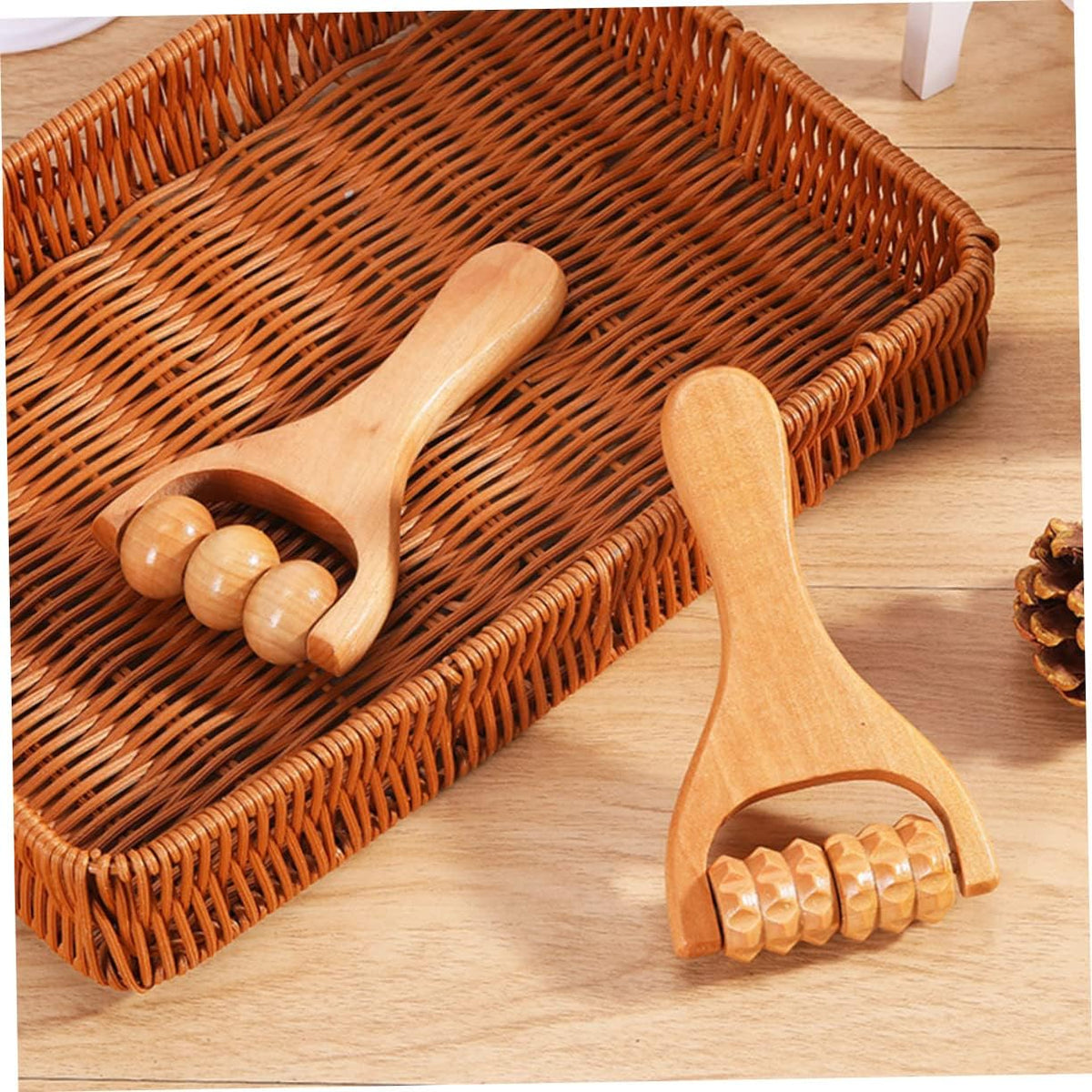 Wooden Foot Massager Roller Handheld Acupoint Massage Tool for Neck Shoulder Back Legs and Feet Relaxation Compact and Lightweight Design