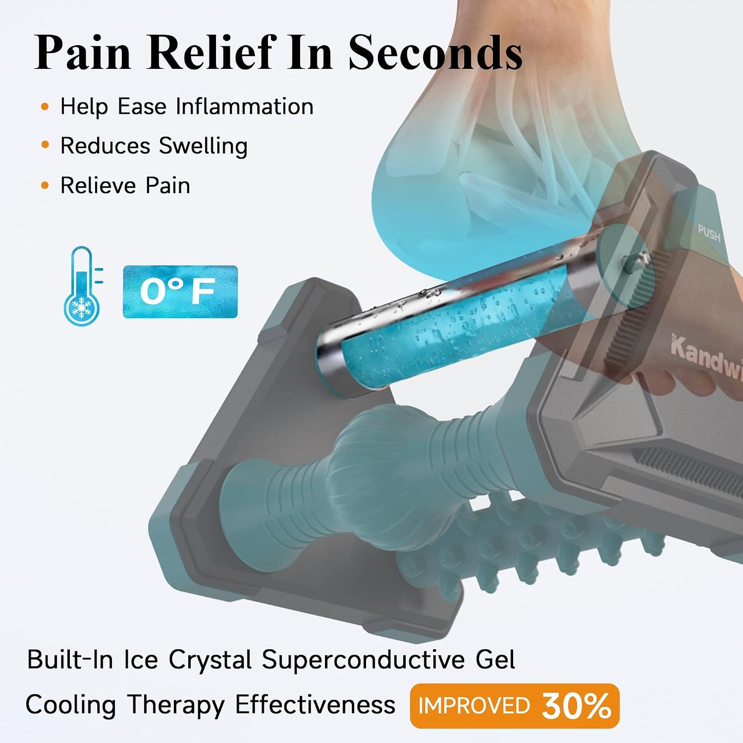 Icing Foot Roller Massager for Plantar Fasciitis Relief, Cold Therapy Massage Tool for Heel Arch Pain & Sore Tired Feet, Runners, Athletes, Standing Workers, Home Office Gym Use, Grey