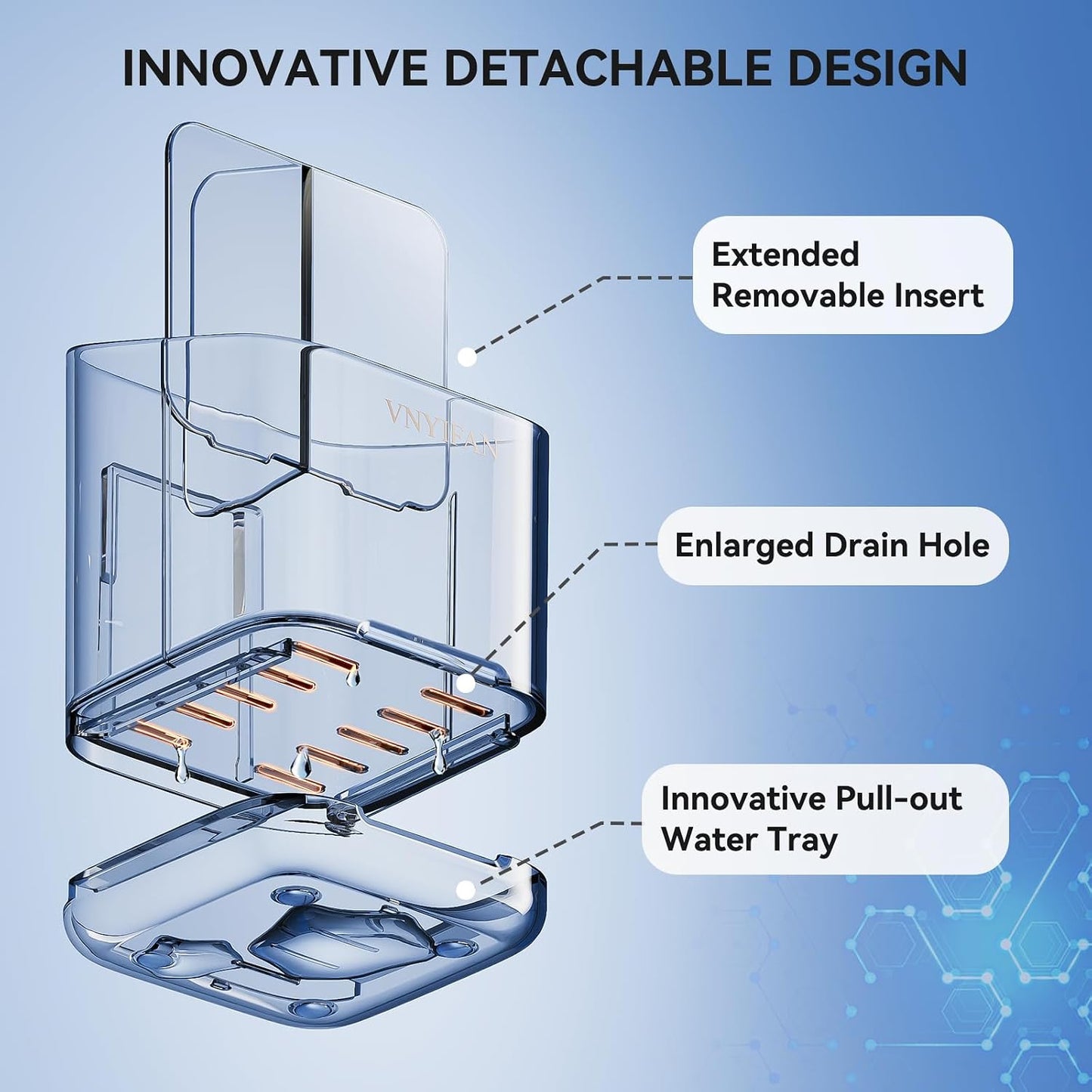 3 Slots Detachable Toothbrush Holders Wall Mounted for Bathrooms | Electric Toothbrush Holder with Drip Tray, Tooth Brush and Toothpaste Holder Organizer for Bathroom Countertop Organizer