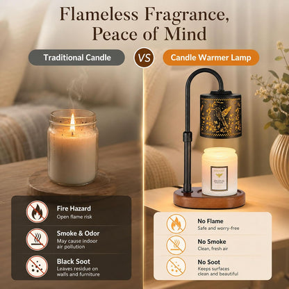 Dimmable Candle Warmer Lamp with Timer Adjustable Height for Scented Jar Candles Electric Candle Wax Melt Warmer for Home Decor Christmas Birthday Gifts for Women Mom(Hummingbird)