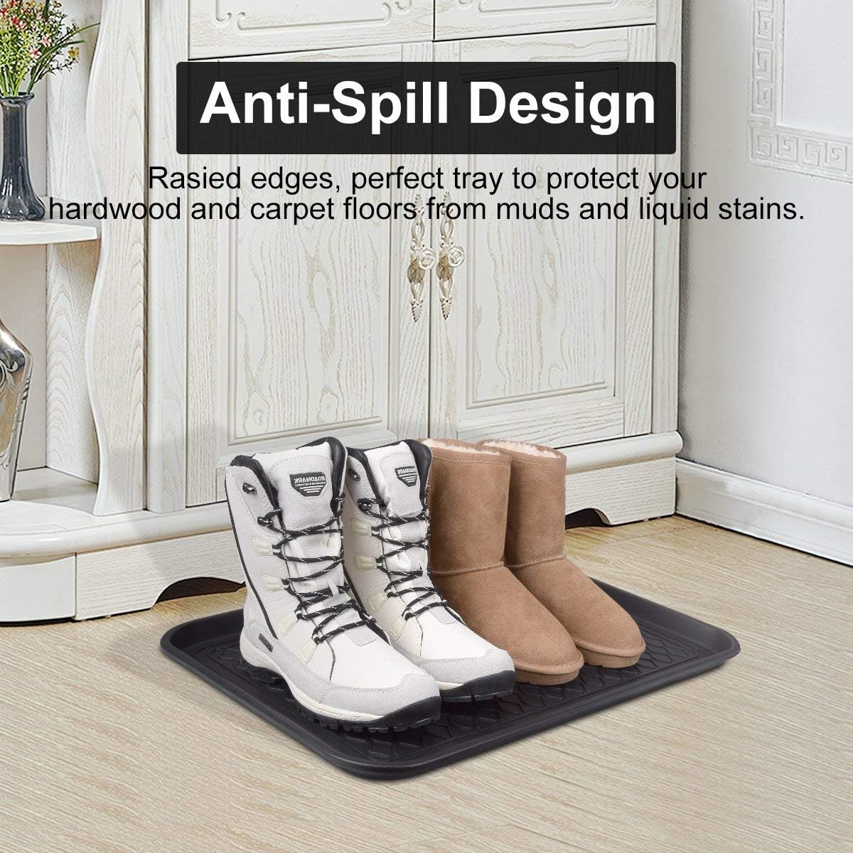 Multi-Purpose Boot Tray Mat,Dog Bowl Tray,Waterproof for Indoor and Outdoor Floor Protection