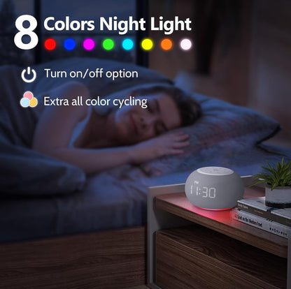 REACHER Auto Dimmable Sound Machine Alarm Clock with Night Light for Girls