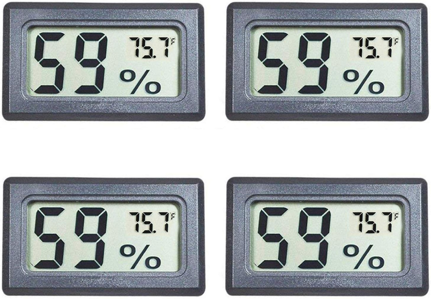 4-Pack Mini Indoor Temperature Humidity Meters Digital Gauge | Thermometer Hygrometer Fahrenheit (℉) Display for Reptile Tank,Jars,Guitar Case,Greenhouse, Garden, Cellar, Fridge, Closet