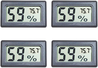 4-Pack Mini Indoor Temperature Humidity Meters Digital Gauge | Thermometer Hygrometer Fahrenheit (℉) Display for Reptile Tank,Jars,Guitar Case,Greenhouse, Garden, Cellar, Fridge, Closet