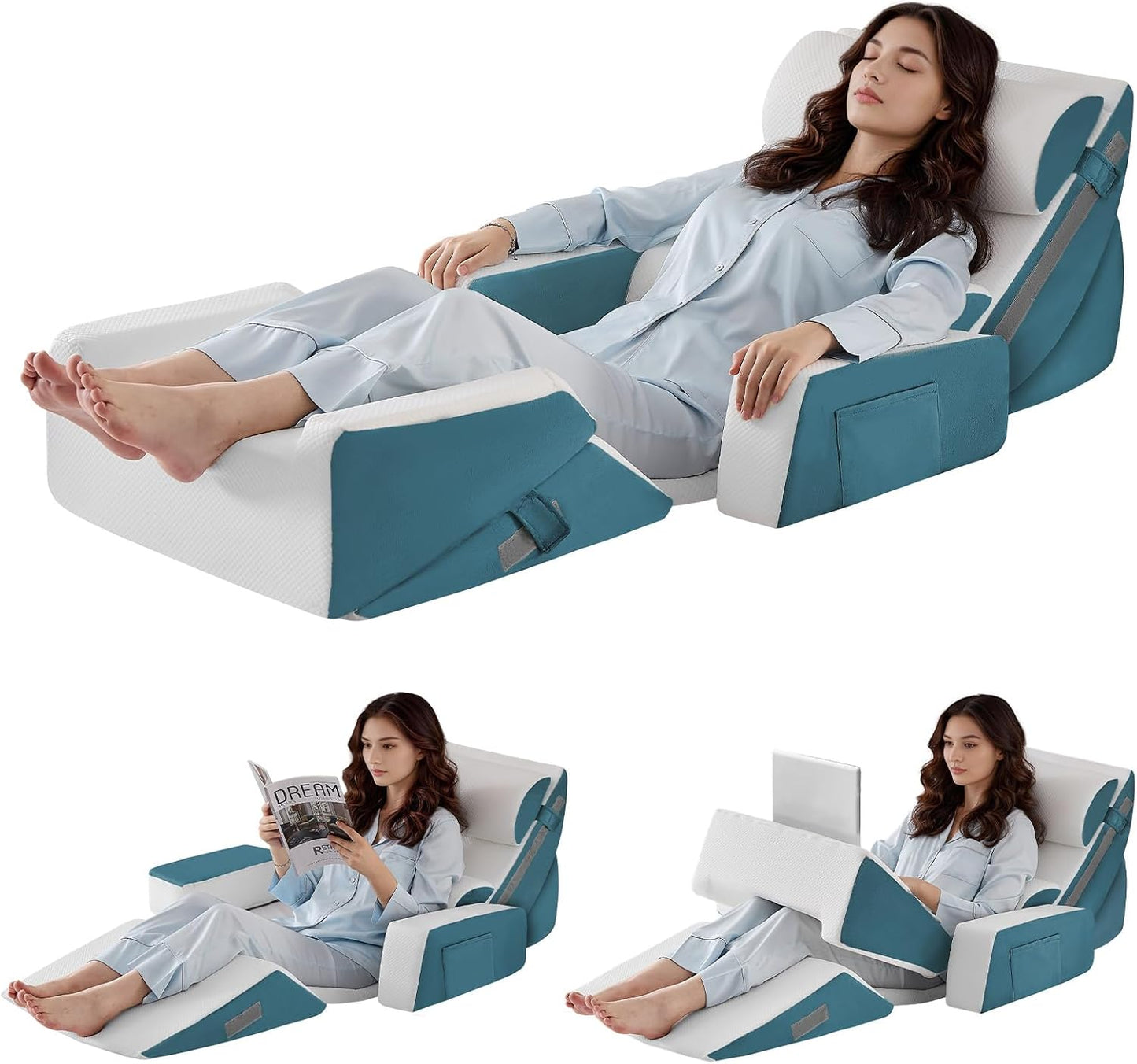 Yojoker Leg Elevation Pillows for Swelling, Memory Foam Wedge Pillow for Legs Blood Circulation, Leg Elevation Pillows for After Surgery, Knee Wedge Pillow for Sleeping Back Hip Ankles Relief