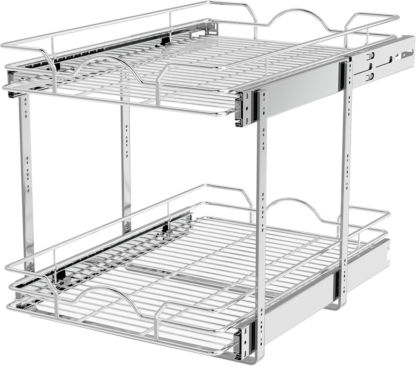 OCG Pull Out Cabinet Organizer (15" W x 21" D), Pull out Drawers, Cabinet Pull Out Shelves for Base Cabinet Organization in Kitchen Bathroom Pantry, Bottom Mount, Chrome Finish