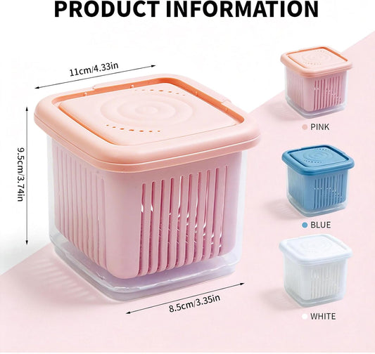 Fruit Storage Containers for Fridge with Removable Colander, Airtight Food Storage Container, Dishwasher Safe Produce Saver for Refrigerator, Keep Berry Fruit Fresh Longer 3 pcs Small Clear