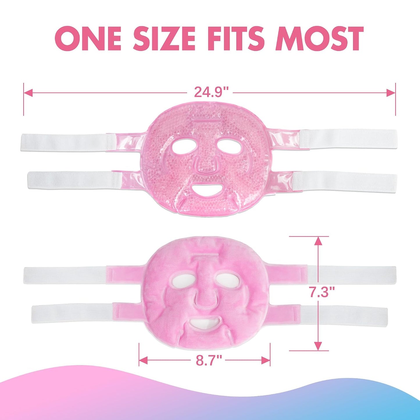 LotFancy Face Ice Pack, Reusable Ice Face Mask, Gel Bead Cold Face Eye Mask, Hot Cold Compress for Puffiness, Facial Routine, Post-Surgical Recovery, Headache, Skin Care, Post Laser Care