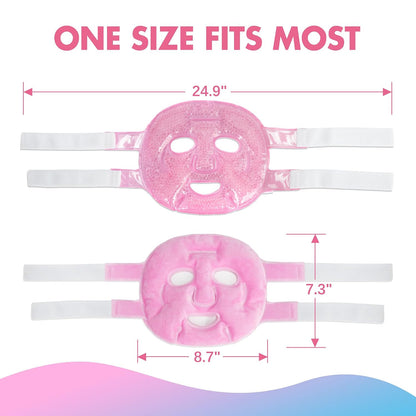LotFancy Face Ice Pack, Reusable Ice Face Mask, Gel Bead Cold Face Eye Mask, Hot Cold Compress for Puffiness, Facial Routine, Post-Surgical Recovery, Headache, Skin Care, Post Laser Care