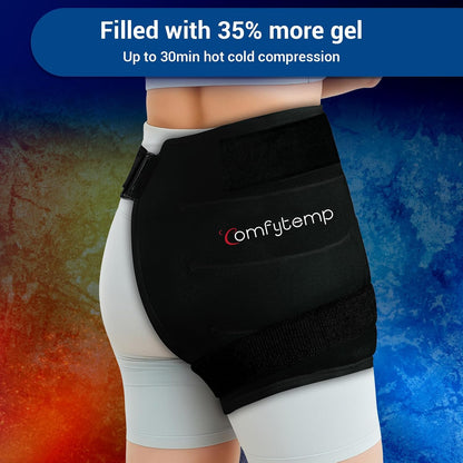 Comfytemp Hip Ice Pack Wrap for Sciatica Pain Relief, Hip Replacement Kit After Surgery, Reusable Gel Ice Pack for Injuries, Hot Cold Compress Recovery Items, Fathers Day Dad Gifts for Men, Blue (S/M)