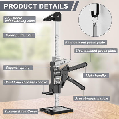 2Pcs Metal Labor Saving Arm Jack, Hand Furniture Lifter Tool, Furniture Jack, 440LBS Capacity Precise Control Slow/Fast Descent for Lifting Door Furniture, Window, Wall Tile Positioning