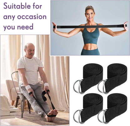 Jerify Yoga Strap for Stretching Bulk 6ft Exercise Stretch Band with Metal D Ring Adjustable Pilates Non Elastic Yoga Belt for Women Men Physical Fitness Gym Workout Dance