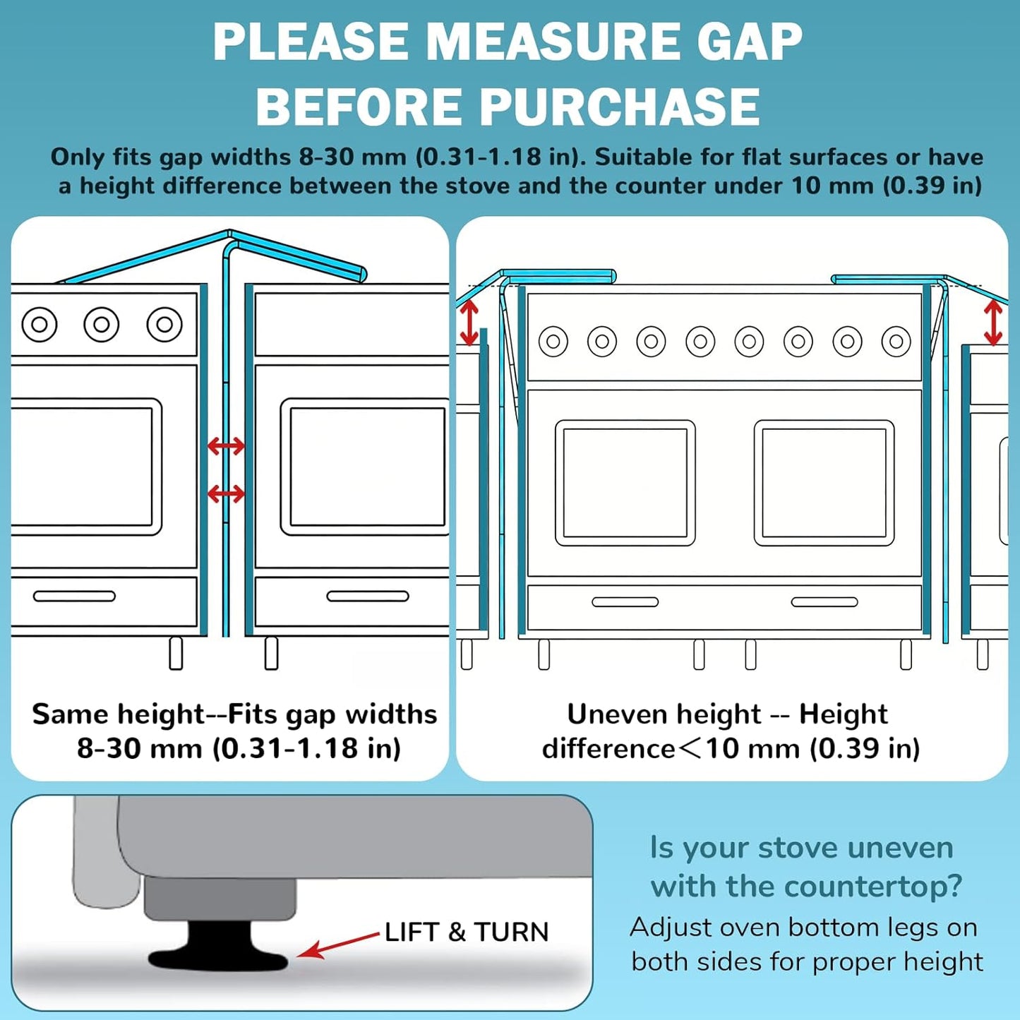 2PCS Kitchen Stove Counter Gap Covers Stainless Steel (13.8"-27.5" Black) | Cooktop Trim Kit, Stove Gap Guards, Oven Gap Filler, Easy to Clean, Heat Resistant & Effectively Protect Stove Gap Filler