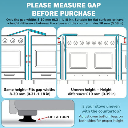 2PCS Kitchen Stove Counter Gap Covers Stainless Steel (13.8"-27.5" Black) | Cooktop Trim Kit, Stove Gap Guards, Oven Gap Filler, Easy to Clean, Heat Resistant & Effectively Protect Stove Gap Filler