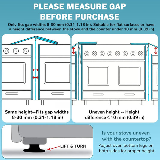 2PCS Kitchen Stove Counter Gap Covers Stainless Steel (13.8"-27.5" Black) | Cooktop Trim Kit, Stove Gap Guards, Oven Gap Filler, Easy to Clean, Heat Resistant & Effectively Protect Stove Gap Filler