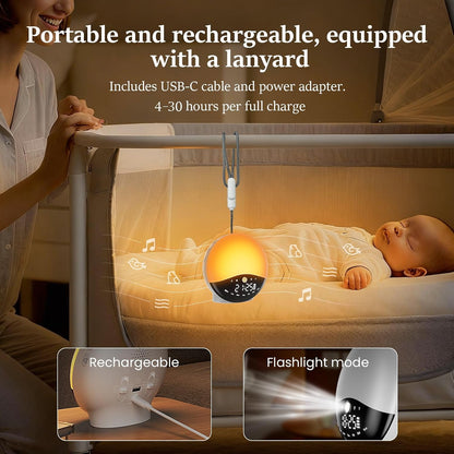 Wake Up Light Sunrise Alarm Clock for Bedrooms, Rechargeable Sound Machine Night Light, 28 Sleep Sounds, 12 Colors, Dual Alarms, White Noise Sound Machine for Baby and Adults