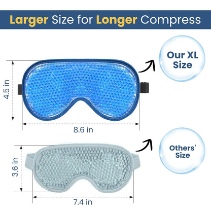 BeeVines Cooling Eye Mask, XL Jumbo Size Freezer Gel Eye Masks (2 Pack)
