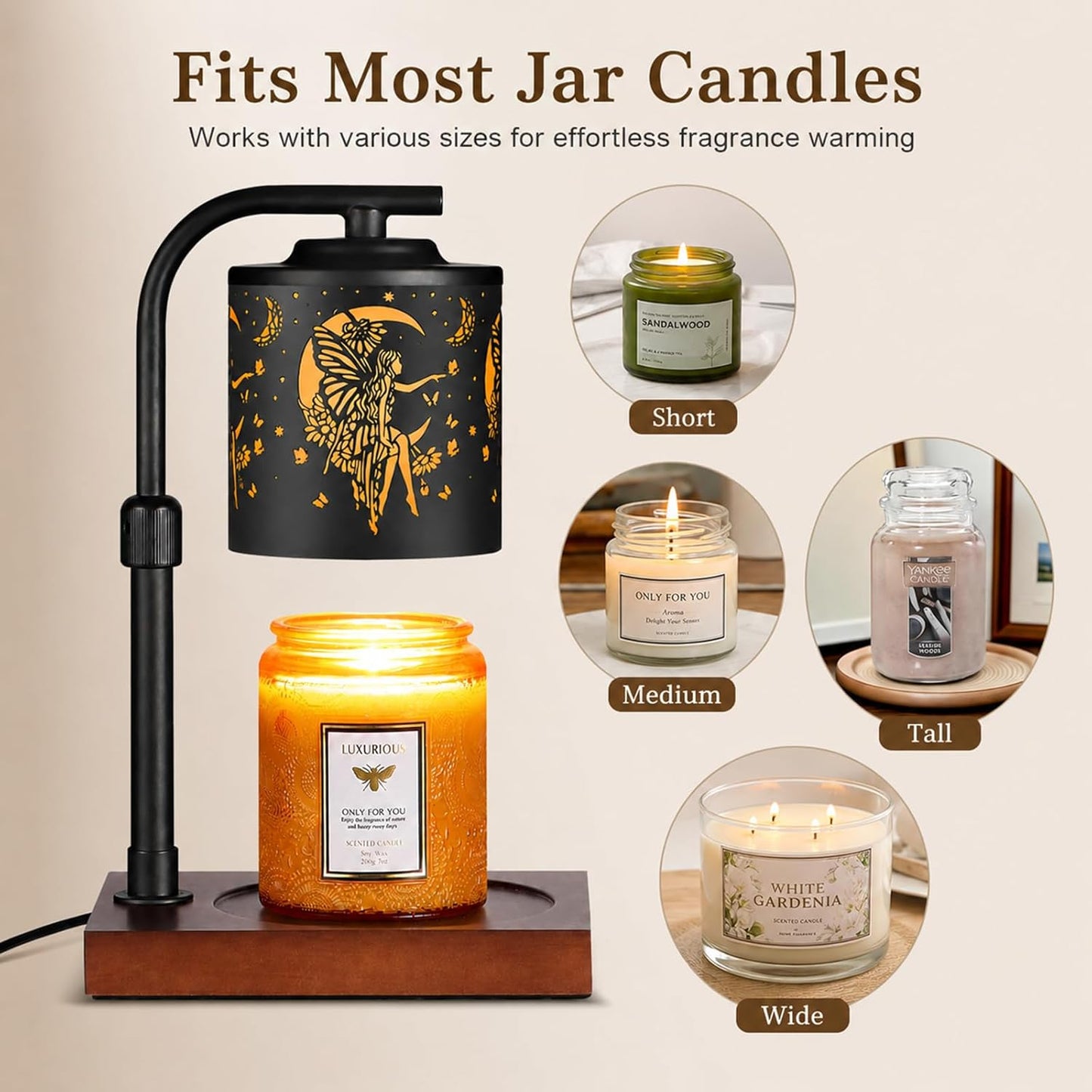 Candle Warmer Lamp Adjustable Height Dimmable for Jar Candles Hummingbird