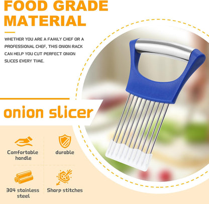 Stainless Steel Onion Holder for Slicing,Onion Slicer Holder,Kitchen Gadget | Green Onion Slicer Holder, Onion Cutter for Slicing of Onions, Tomatoes, Avocados, Eggs and Other Vegetables