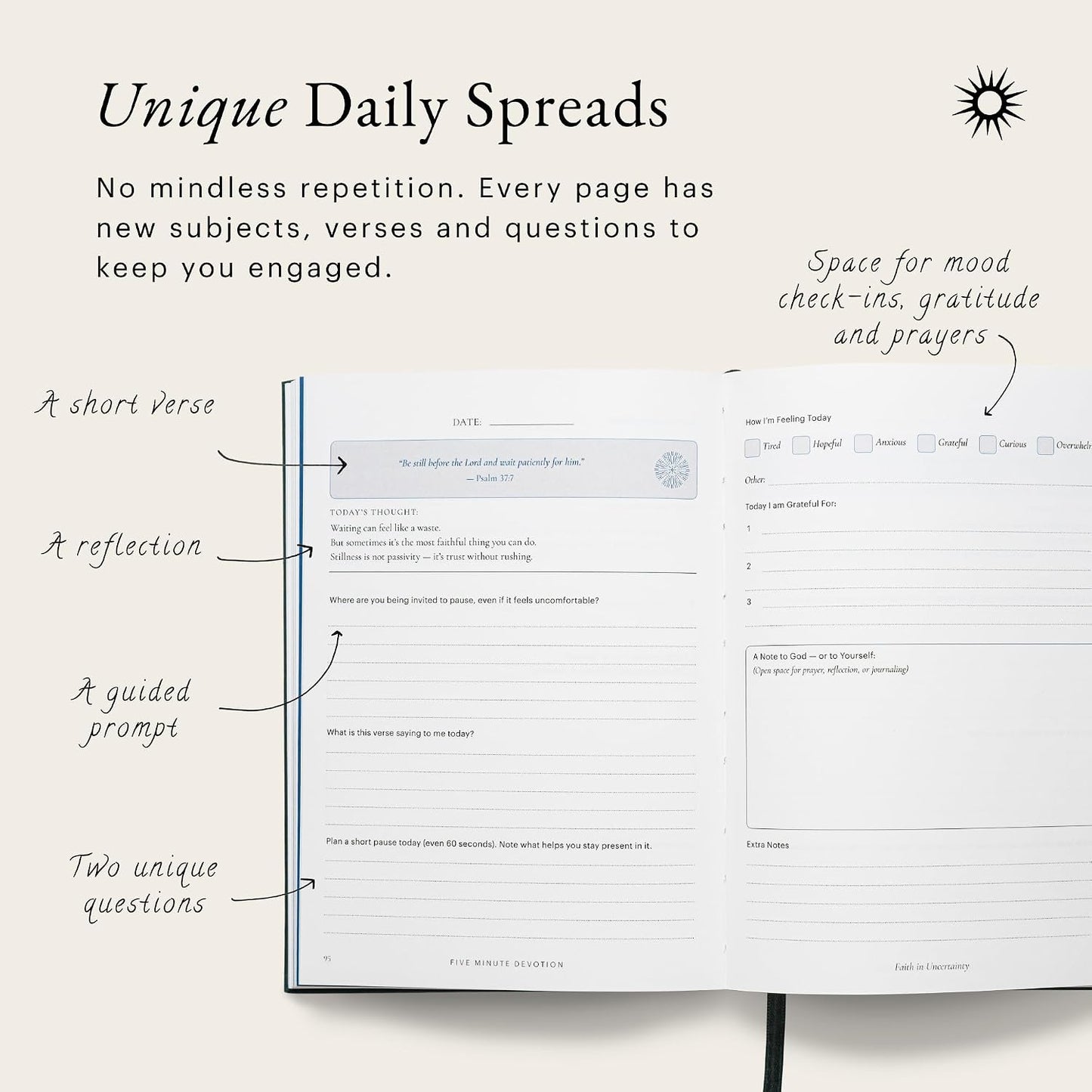 5-Minute Devotional Journal for Women: Daily Christian Scripture Reflections, Guided Prompts & Prayer | Build Faith in Just 5 Minutes a Day | 218 Pages, 110gsm Paper (Cream)