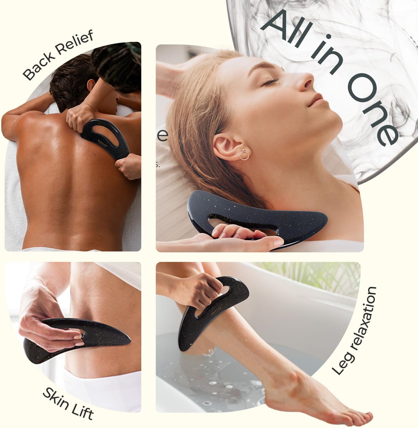 Scienlodic Gua Sha Massage Tool with Handle (Resin) Larger Guasha Scraping Tool for Back Neck Face Leg Massage, Lymphatic Drainage, Cellulite Remove - Large