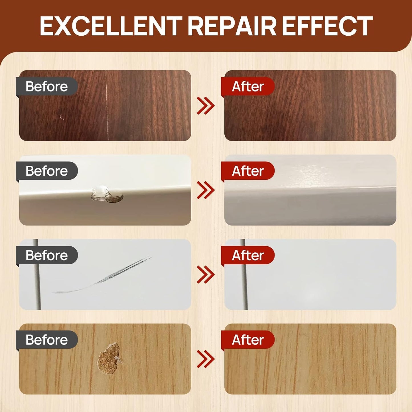 Boncart Wood Furniture Repair Kit, Wood Touch up Fillers | Repair Scratches, Cracks, Paint Chips, and Nail Holes on Furniture, Floors, Doors, Cabinets, and Tables (10 Colors)