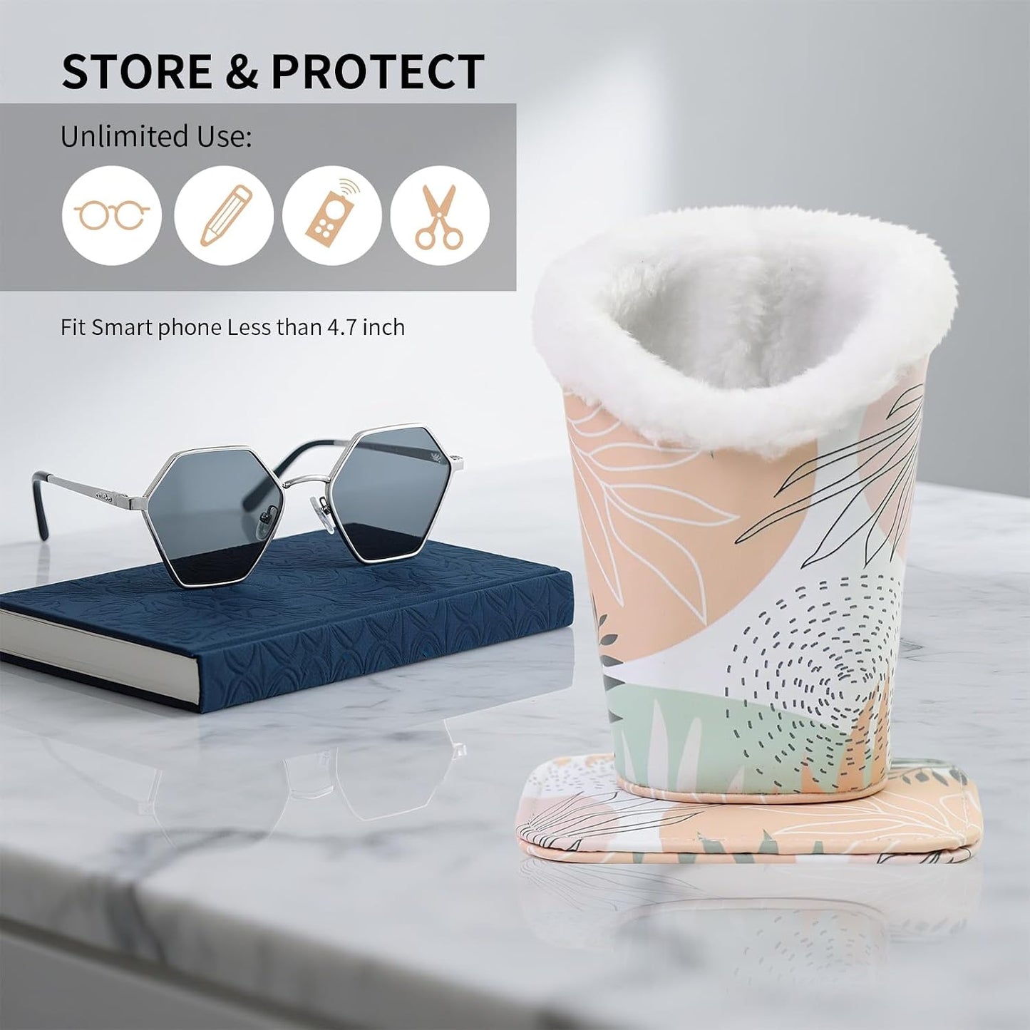 Plush Lined Eyeglasses Holder, Cute Magnetic PU Leather Glasses Stand Case for Women Men Kids