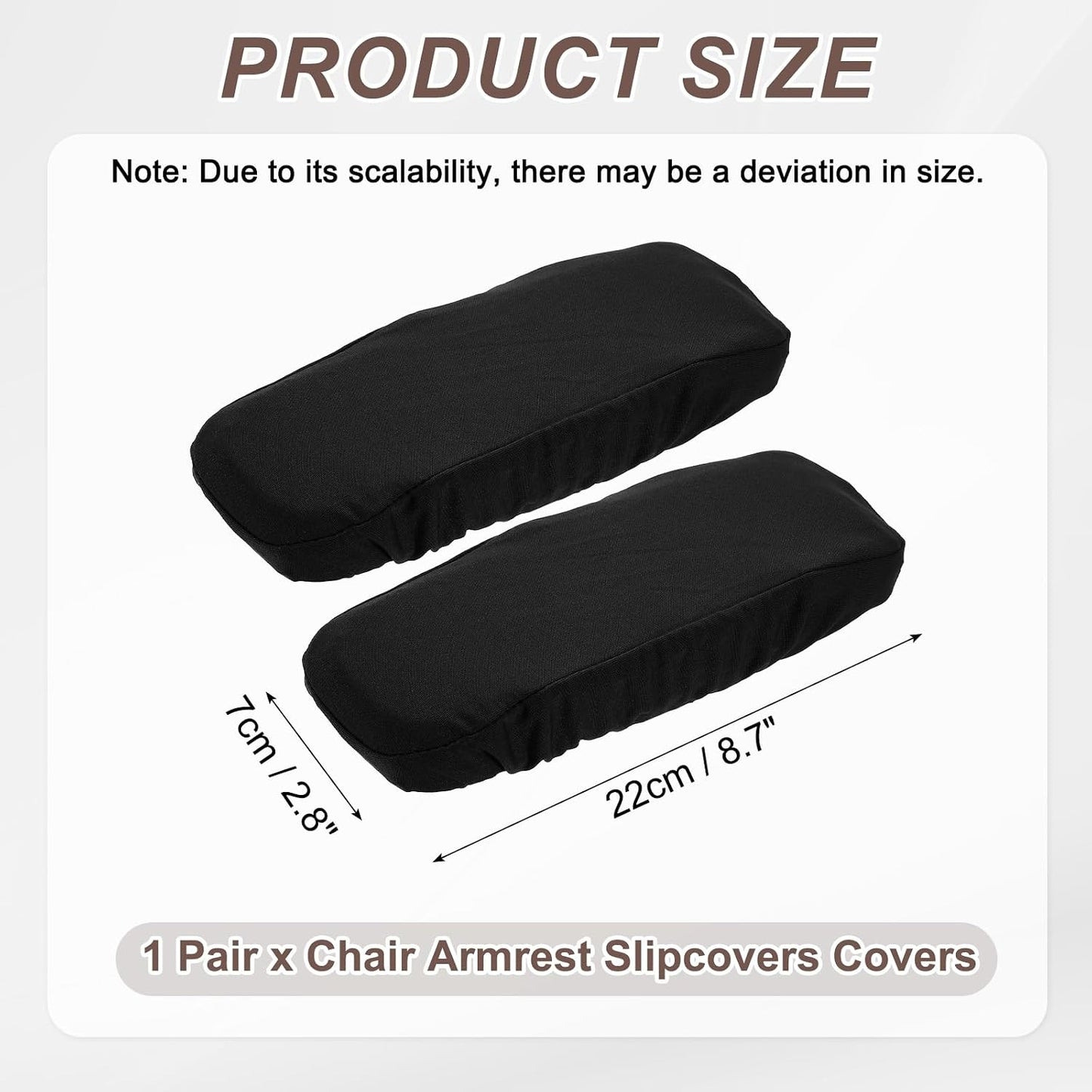 uxcell Chair Armrest Slipcovers Covers, 32 x 8cm Polyester Removable Seat Hand Rest Protector for Office Chairs Desk Chair(Dark Gray)