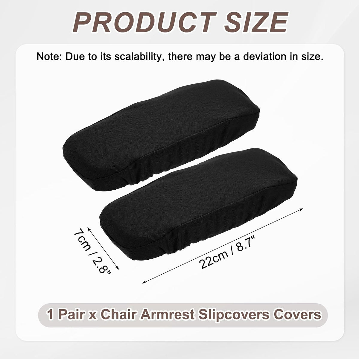 uxcell Chair Armrest Slipcovers Covers, 32 x 8cm Polyester Removable Seat Hand Rest Protector for Office Chairs Desk Chair(Dark Gray)