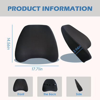 Super Cozy Lumbar Support Pillow for Car/Office Chair, 100% Memory Foam | Lumbar Pillow with Breathable Removable Cover, Ergonomic Design - Back Support for Back Pain Relief(Adjustable Strap, Black)