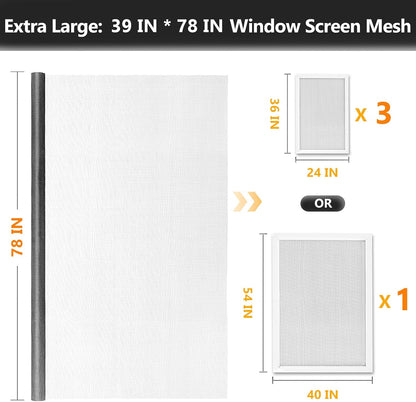Secopad Window Screen and Screen Door Mesh Repair Kit, Black, 48in x 177in | Replacement Tools Kit, Easy to Install, Extra Large, Durable Fiberglass, Pet and Kid Friendly, For Window Door Patio & Porch