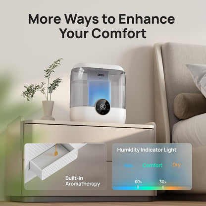 DREO 3L Humidifiers for Bedroom, 30H Runtime, 26 dB Quiet, Black