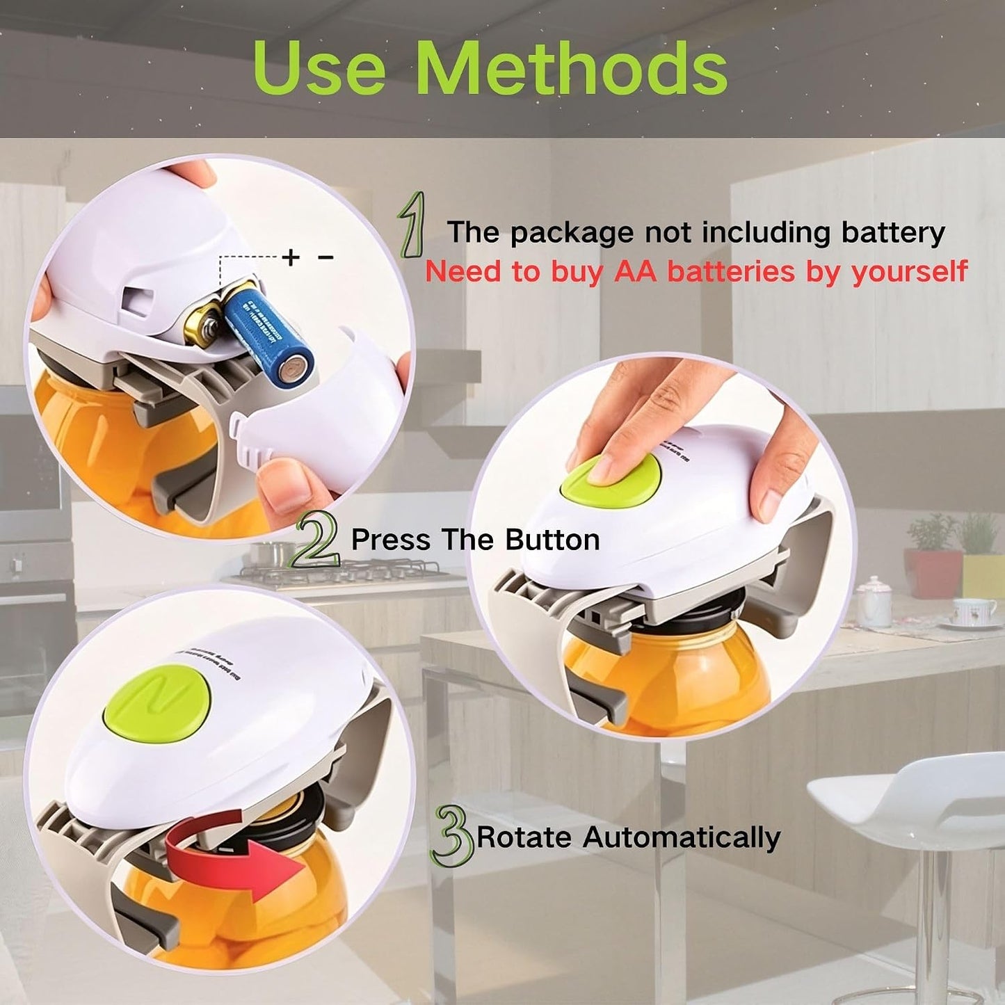 Electric Jar Opener, GotomRich Higher Torque Hands-Free Automatic Lid Opener for Seniors with Arthritis, One-Touch Battery Operated Jar & Bottle Opener Fits Most Jar Sizes (1.2"-3.5") for Weak Hands