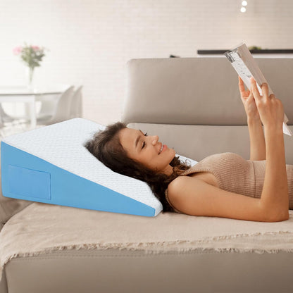 8" Leg Elevation Pillow, Memory Foam Wedge Pillow for Leg & Knee Support | Knee, Hip & Ankle Support. Elevates Legs For Comfortable Sleeping, Resting, And Recovery With A Supportive Wedge Shape.