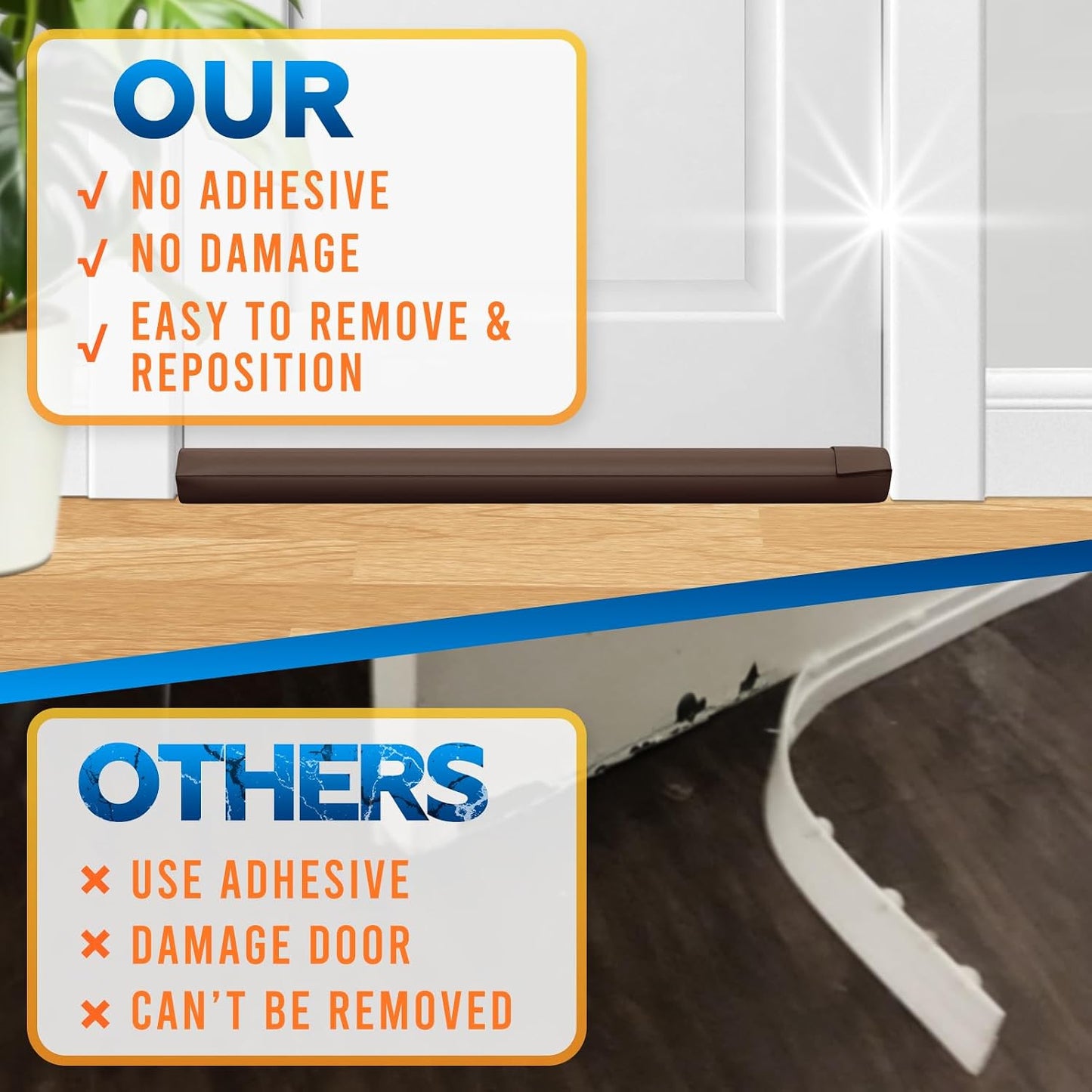 Comfyanno Under Door Draft Stopper - Bottom Door Gap Filler & Seal - Fits 30” to 36” Door, Double Side Block Noise, Sound, Air, Bugs, Dust, Easy to Install, No Adhesive, Black