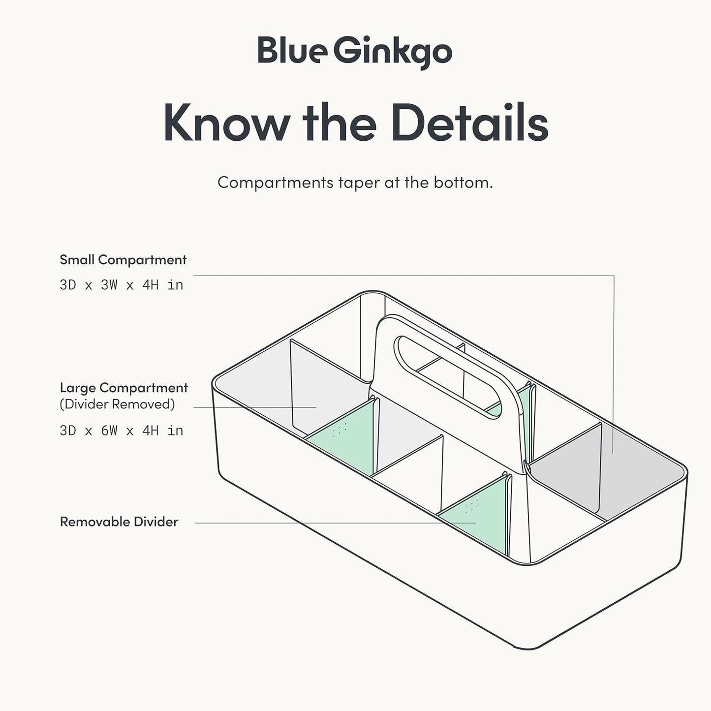 BLUE GINKGO Stackable Organizer Caddy, Rectangle, White, Made in Korea | Portable. Adjustable. Home, Office & School Storage.