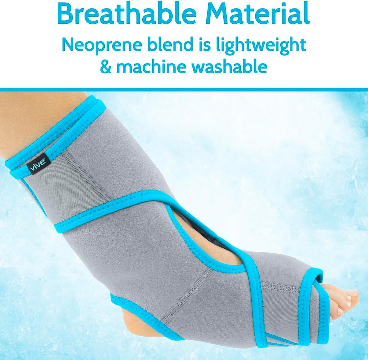 Vive Ankle Ice Pack Wrap - Foot Cold/Hot Compression Brace - Adjustable | Freeze Support for Cooling/Heating Achilles Injuries, Tendonitis, Plantar Fasciitis, Sore Feet, Inflammation, Muscle Sprain