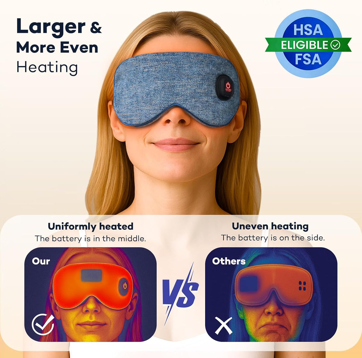 Ezona Heated Eye Mask, Cotton Cordless Warm Eye Compress Mask for Dry Eyes