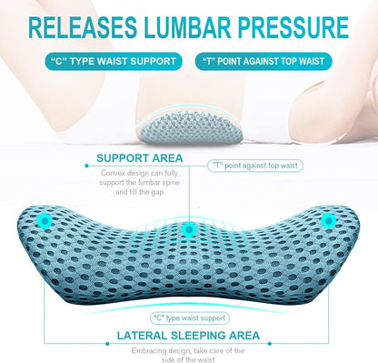 Lumbar Support Pillow for Office Chair, Memory Foam Lumbar Pillow for Lower Back Pain Relief (Grey)
