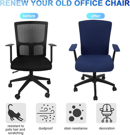 Tallew 4 Pcs Office Chair Covers Set Computer Universal Protective Stretchable Chair Seat Covers Desk Armrest Slipcovers Pads Office Cushion Backrest for Rotating (XL,Silver Gray)