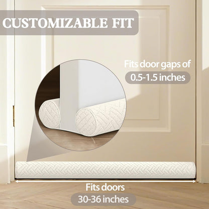 Ciieyuo Under Door Draft Stopper, Door Stoppers for Bottom of Door, 30"-36" | Velvet under door gap filler, white beige, blocker cold air, light, smoke and noise, easy slide-on install