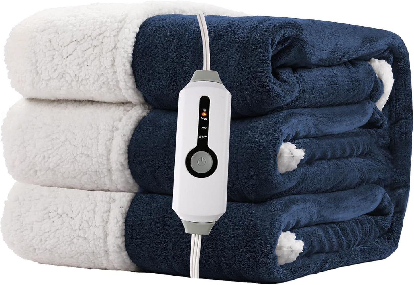 Electric Heated Blanket Full Size 72"x84" – Light Gray | ETL for Safe Overnight, 4 Heat Settings & 10H Auto Off, Dual-Sided Microplush Sherpa for Home Night, Machine washable