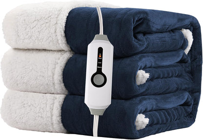Electric Heated Blanket Full Size 72"x84" – Light Gray | ETL for Safe Overnight, 4 Heat Settings & 10H Auto Off, Dual-Sided Microplush Sherpa for Home Night, Machine washable