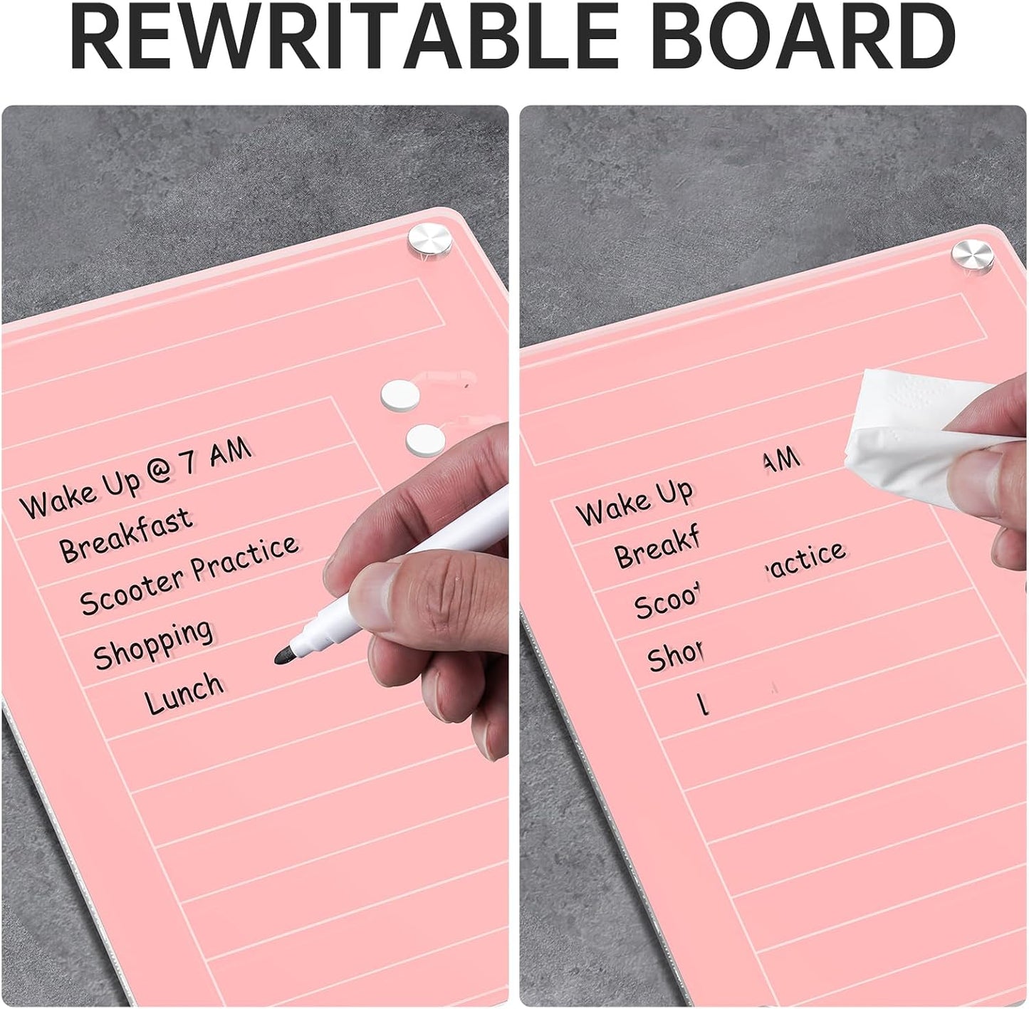 NiHome Chore Chart for Kids & Adults, Magnetic to Do List Board w/Stand | Acrylic Dry Erase Checklist & Routine Task Board, Fits Fridge Or Desk, 10 Sliders, ADHD Tools For Family Home Office School