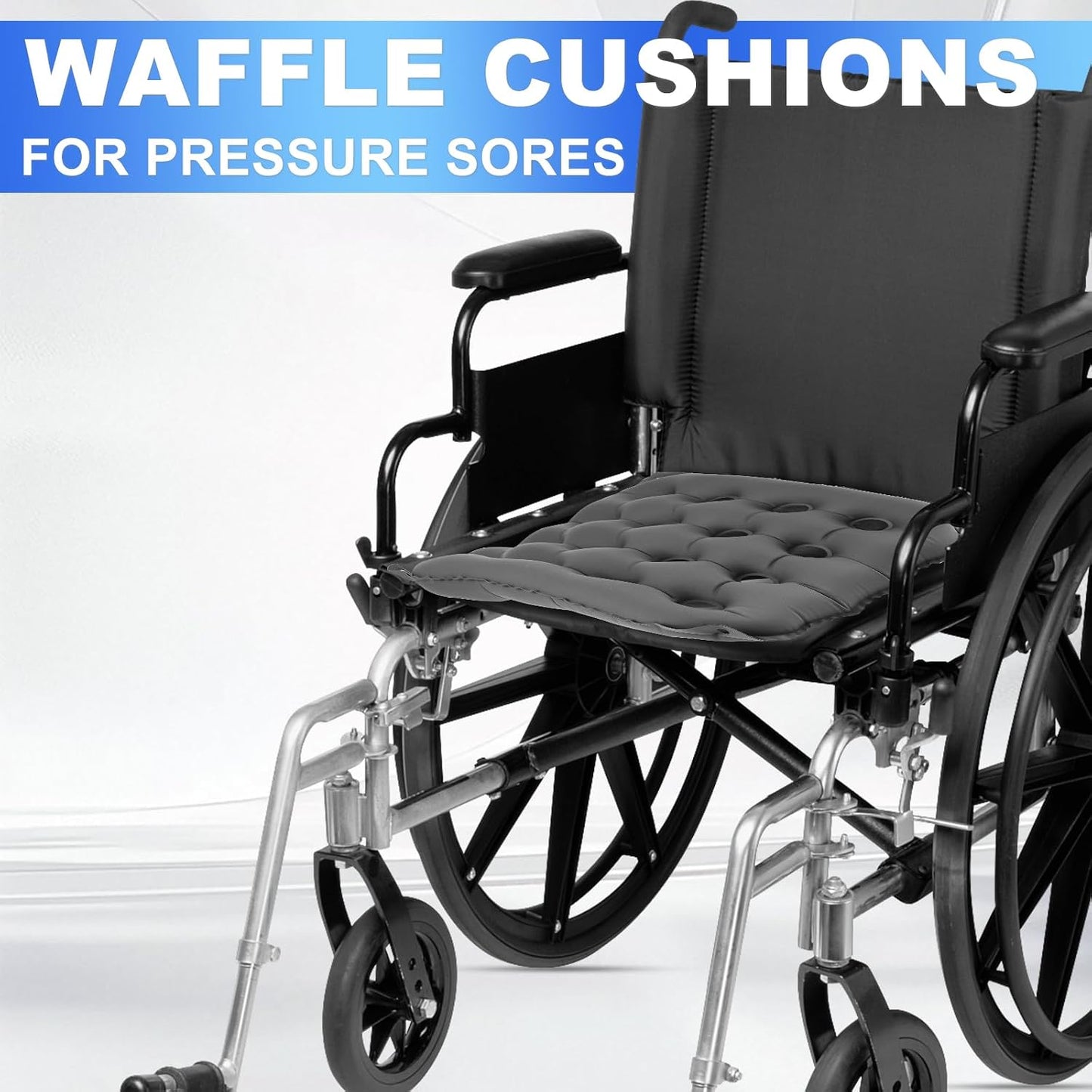 2-Pack Inflatable Waffle Cushion for Pressure Relief, Wheelchair Cushion for Pressure Redistribution, Portable Air Seat Cushions for Office Chair Car Seat, Breathable Seat Pad, Includes 1 Air Pumps