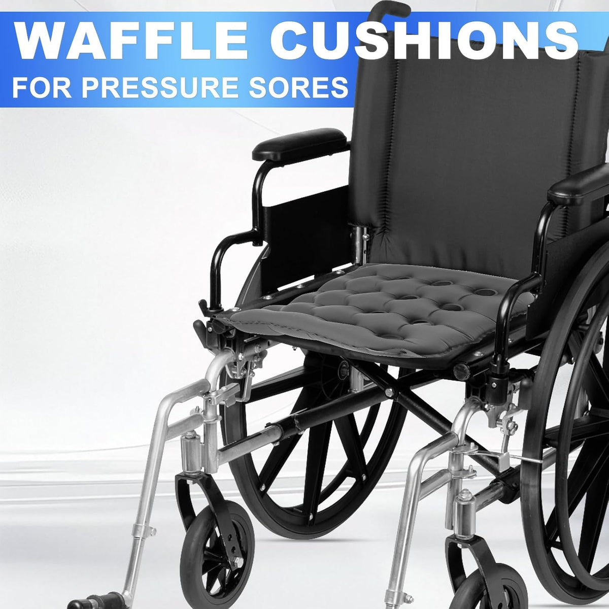 2-Pack Inflatable Waffle Cushion for Pressure Relief, Wheelchair Cushion for Pressure Redistribution, Portable Air Seat Cushions for Office Chair Car Seat, Breathable Seat Pad, Includes 1 Air Pumps