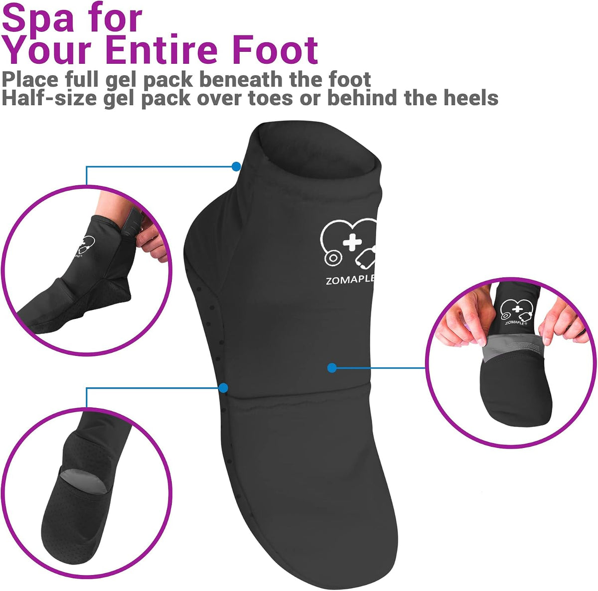 Zomaple Cold Therapy Socks, 2 Gel Packs for Neuropathy & Hot Feet Comfort