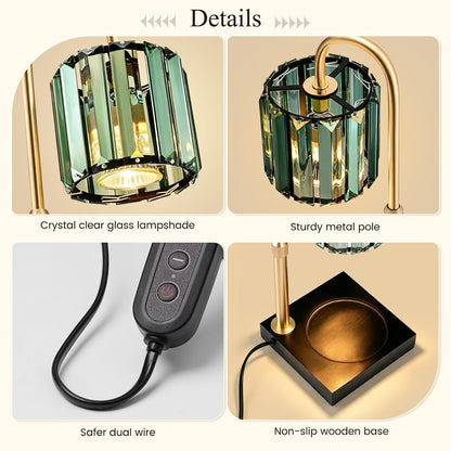 Yuichoy Candle Warmer Lamp with Timer, Dimmable Electric Candle Wamer Adjustable Height, Glass Modern Candles Melter Lamp, Gifts for Women Mom, Clear