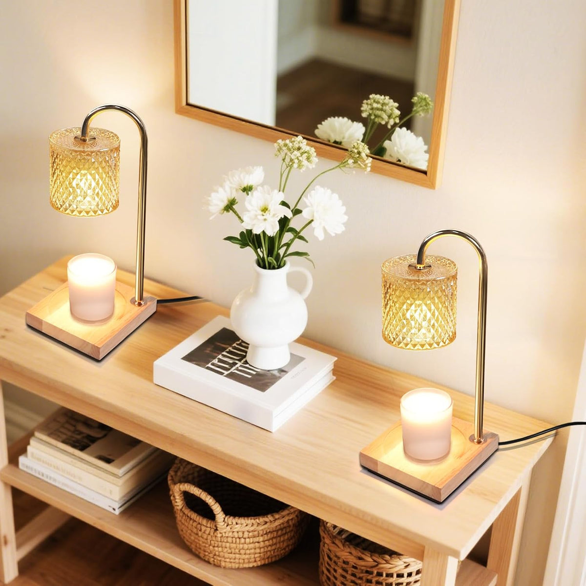 TigQiang Candle Warmer Lamp with Timer, Birthday Gifts for Women, Amber